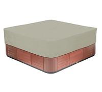 AMGJ Housse de Rectangulaire Tout-Temps pour Bain à Remous de Jardin Bache de Protection pour Spa en Tissu Oxford 210D Protection Étanche Contre Le Vent et Les Rayons UV, Beige,218x218x50cm