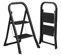 AMHANCIBLE Échelle Pliante, Escabeau 2 Marches avec Verrouillage de sécurité, Large Pédale Antidérapante, Charge jusqu'à 150KG, Échelle Domestique pour Maison, Cuisine, Bureau, Léger, Noir EBSL02BK