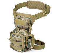 AMHEH Drop Leg Sac de cuisse 4,5 L Camouflage | Militaire, tactique, moto, vélo, randonnée, extérieur, réglable pour tour de taille jusqu'à 150 cm