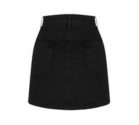 AMhomely Jupe-short en jean taille haute 2 en 1 pour femme avec fente latérale extensible - Short en jean intégré - Short d'été décontracté, A16 noir., XS