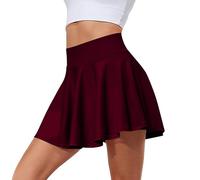 AMhomely Mini jupe plissée taille haute extensible pour femme pour uniforme de pom-pom girl danse école décontractée été, A19 Wine, S