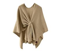 AMhomely Poncho en tricot pour femme, châle en crochet - Brosse cachemire élégant automne uni pull polaire écharpe manteau grande taille shrugs, Kaki (01), Taille unique