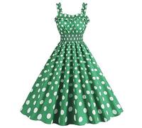 AMhomely Robe vintage des années 1950 pour femme - Motif à pois - Rockabilly Swing - Coupe trapèze - Pour cocktail, soirée, bal de fin d'année, thé - Sans manches - Bretelles spaghetti - Coupe évasée