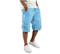 AMhomely Short cargo ample pour homme, longueur 7/8, cordon de serrage uni, plusieurs grandes poches, coupe décontractée, décontracté, randonnée en plein air, léger, séchage rapide pour l'été, M02