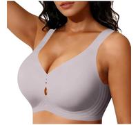 AMhomely Soutien-gorge de sport à haut impact pour femme - Grande taille - Couverture complète sans fil - Bretelles réglables - Couleur unie, 36- Rose, M
