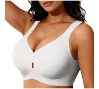 AMhomely Soutien-gorge de sport à haut impact pour femme - Grande taille - Couverture complète sans fil - Bretelles réglables - Couleur unie, 36- Blanc, M