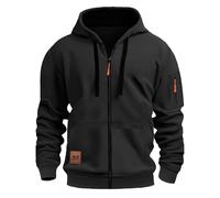 AMhomely Sweat à capuche cargo zippé pour homme - Polaire lourde multi-poches pour le travail, la salle de sport en plein air, H13 - Gris foncé, XXL