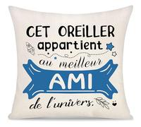 Ami Housse de Coussin pour Homme Garçons Amitié Cadeau de Meilleur Ami Cadeaux d'inspiration Graduation Cadeaux d'anniversaire Noël Cet Oreiller Appartient au Meilleur Ami de l'univers (ami-a)