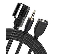 AMI MMI MDI vers Prise Jack 3,5 mm USB Power Music Interface Audio Câble Compatible pour Certains modèles Audi A3 A4 A6 Q5 Q7 VW Jetta Golf Passat Skoda Seat