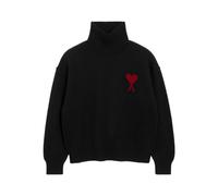 Ami Paris - Ami de Coeur Funnel Neck Sweater - Femme - Pulls - Noir - Taille: 38 FR