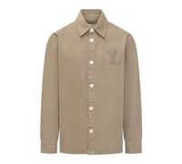 Ami Paris - Cotton Knitted Ami De Coeur Overshirt - Homme - Vestes - Beige - Taille: L