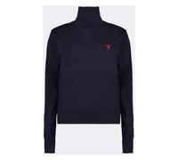 Ami Paris - Pull col roulé Cœur Ami - Femme - Pulls - Bleu - Taille: 42 FR