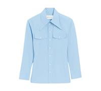Ami Paris - Balloon Sleeve Fitted Pocket Shirt - Femme - Blouses et Chemises - Bleu - Taille: 38 FR