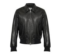 Ami Paris - Blouson zippé en cuir d'agneau - Homme - Vestes - Noir - Taille: L