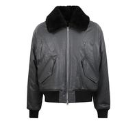 Ami Paris - Bomber en cuir avec col en fourrure - Homme - Vestes - Gris - Taille: S