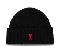 Ami Paris - Bonnet Beanie Noir Rouge ADC - unisex - Accessoires - Noir - Taille: ONE Size