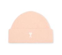 Ami Paris - Bonnet côtelé avec broderie logo - Homme - Accessoires - Beige - Taille: ONE Size