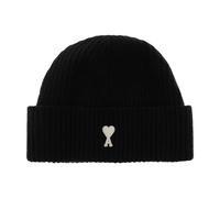 Ami Paris - Bonnet avec Ami De Coeur contrasté - Femme - Accessoires - Noir - Taille: ONE Size