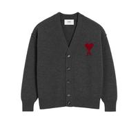 Ami Paris - Cardigan Ami de Coeur avec broderie - Homme - Pulls - Gris - Taille: XS