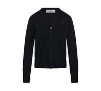 Ami Paris - Cardigan Merino col en V en Noir/Rouge - Femme - Pulls - Noir - Taille: 36 FR