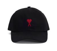Ami Paris - Casquette en gabardine de coton aspect peau de pêche - Homme - Accessoires - Noir - Taille: ONE Size