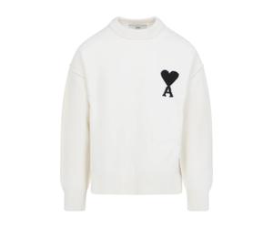Ami Paris - Casual Crewneck Sweater - Homme - Pulls - Blanc - Taille: L