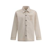 Ami Paris - Cotton Knitted Ami De Coeur Overshirt - Homme - Vestes - Beige - Taille: L