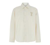 Ami Paris - Cotton Knitted Ami De Coeur Overshirt - Homme - Chemises - Blanc - Taille: L