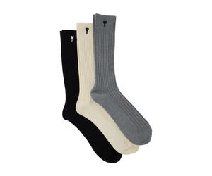 Ami Paris - Cotton Three Pack Ami De Coeur Socks - Homme - Sous-vêtements - Multicolore - Taille: M