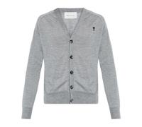 Ami Paris - De Coeur Cardigan en Laine Extra Fine - Homme - Pulls - Gris - Taille: XL