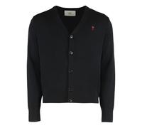 Ami Paris - Hkc361 Cardigan en Mérinos - Homme - Pulls - Noir - Taille: M