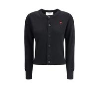 Ami Paris - De Coeur Merino Wool Cardigan - Femme - Pulls - Noir - Taille: 40 FR