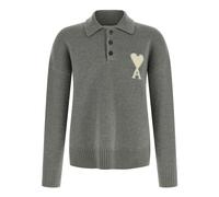 Ami Paris - De Coeur Polo - Homme - Pulls - Gris - Taille: XL