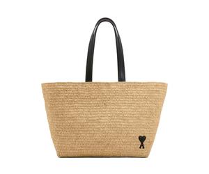 Ami Paris - De Coeur Raffia Tote Bag - Femme - Sacs - Beige - Taille: ONE Size