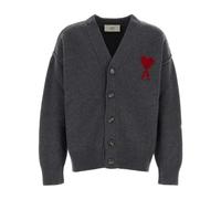 Ami Paris - De Coeur Wool Cardigan - Homme - Pulls - Gris - Taille: XL