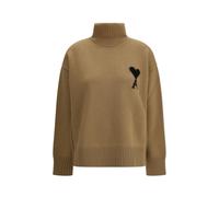 Ami Paris, Femme, Pulls, Brun, Taille: 44 FR De Coeur Turtleneck Sweater