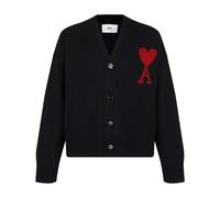 Ami Paris - Gilet Noir Pull avec Détail Cœur - Homme - Pulls - Noir - Taille: L
