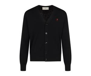 Ami Paris - Hkc361 Cardigan en Mérinos - Homme - Pulls - Noir - Taille: XL