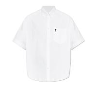 Ami Paris, Homme, Chemises, Blanc, Taille: XL Cotton Boxy Embroidered Ami de Coeur Shirt