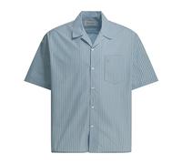 Ami Paris, Homme, Chemises, Bleu, Taille: L Chemise Boxy à Manches Courtes avec Col Cubain et Broderie Ami de Coeur