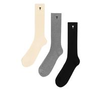 Ami Paris, Homme, Sous-vêtements, Multicolore, Taille: M Cotton Three Pack Ami De Coeur Socks