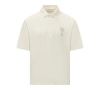 Ami Paris, Homme, Tops, Blanc, Taille: M De Coeur Polo en Piqué de Coton