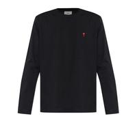 Ami Paris, Homme, Tops, Noir, Taille: L T-Shirt avec Logo Brodé