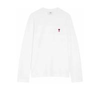 Ami Paris - T-shirt à manches longues col rond - Homme - Tops - Blanc - Taille: L