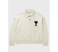 AMI Paris POLO SWEATER WITH CONTRASTED AMI DE COEUR men Pullovers white taille: M
