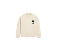 Ami Paris - Pull Col Rond Quota avec Ami de Coeur Contrasté - Femme - Pulls - Beige - Taille: 42 FR