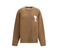 Ami Paris - Pull De Coeur avec Logo Jacquard - Femme - Pulls - Brun - Taille: 42 FR