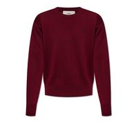 Ami Paris - Pull en laine avec logo - Homme - Pulls - Rouge - Taille: 2XS