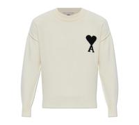 Ami Paris - Pull en laine avec logo - unisex - Pulls - Beige - Taille: M