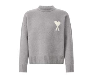 Ami Paris - Pull en mélange d'alpaga - Homme - Pulls - Gris - Taille: XL